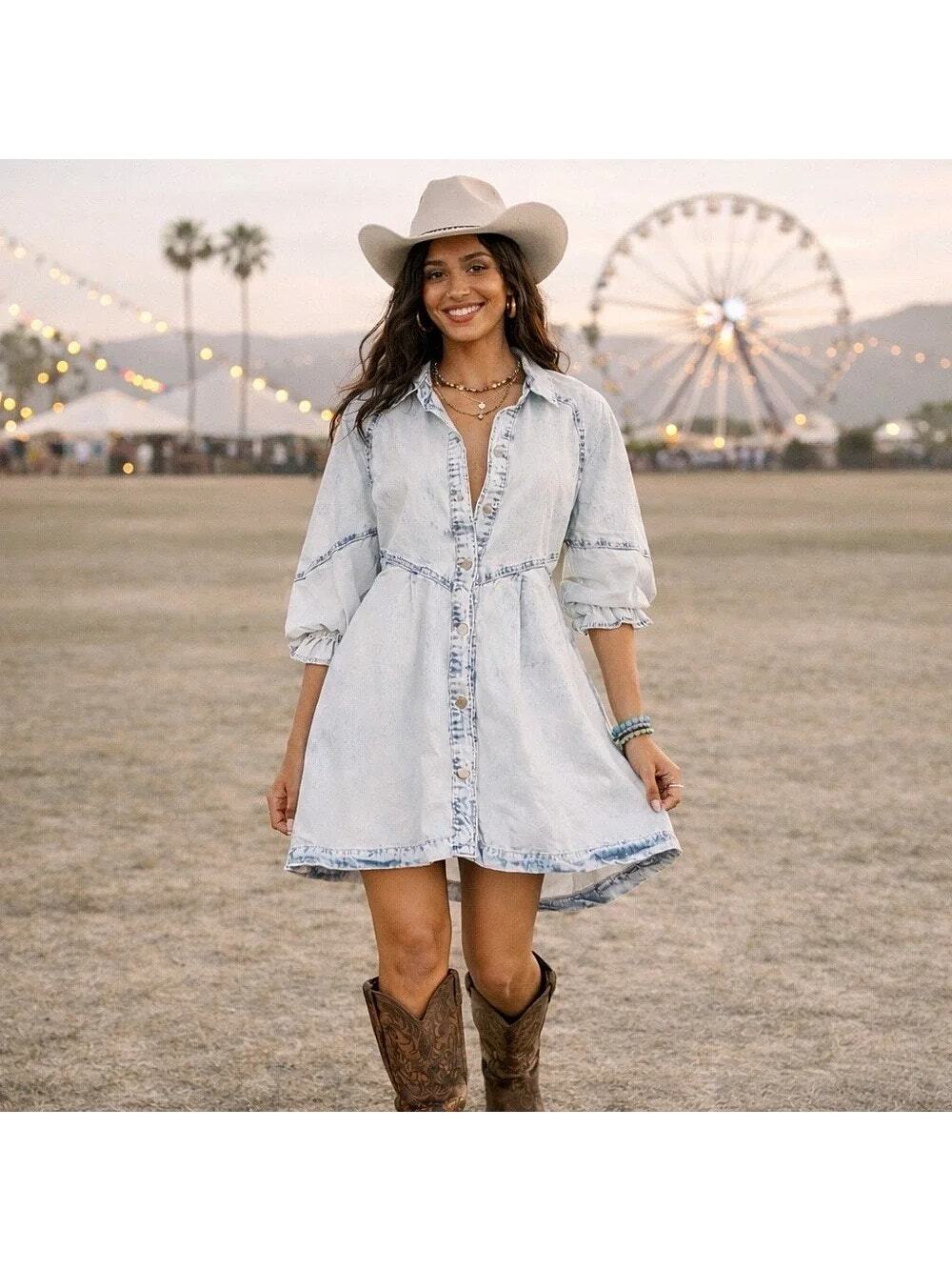 We The Free Hannah Denim Mini Dress - S - New